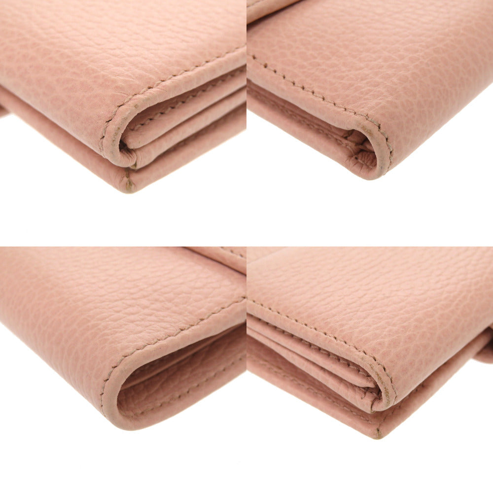 GUCCI Bifold Wallet 456122 leather pink GG Marmont Women Used Authentic