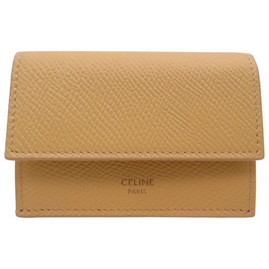 CELINE Tri-fold wallet 10E60 3BEL 11PO Calfskin yellow Folded Compact Wallet in Calfskin Yellow 10E60 3BEL 11PO Women Used Authentic