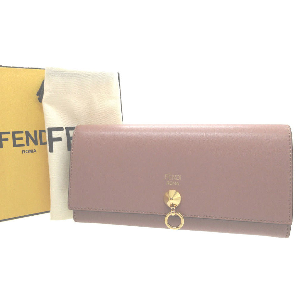 FENDI Long Wallet Purse 8M0251 leather pink Two fold By the way Women Used Authentic