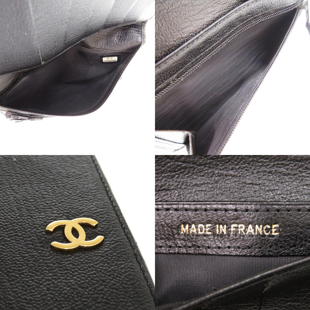 CHANEL Bifold Wallet lambskin black COCO Mark
