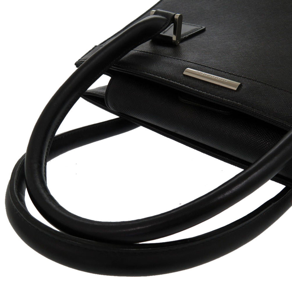 BURBERRY Handbag leather black Nova Check Women Used Authentic