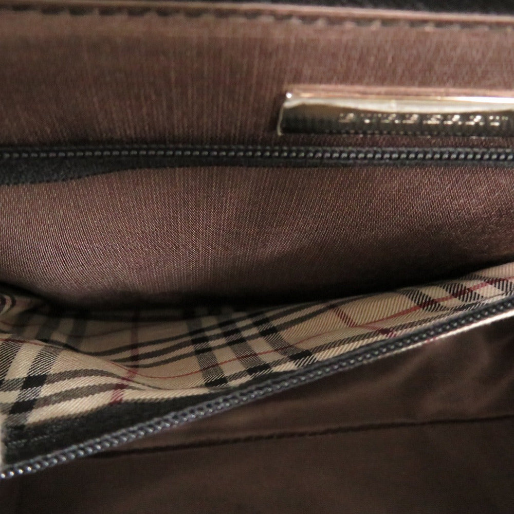 BURBERRY Handbag leather black Nova Check Women Used Authentic