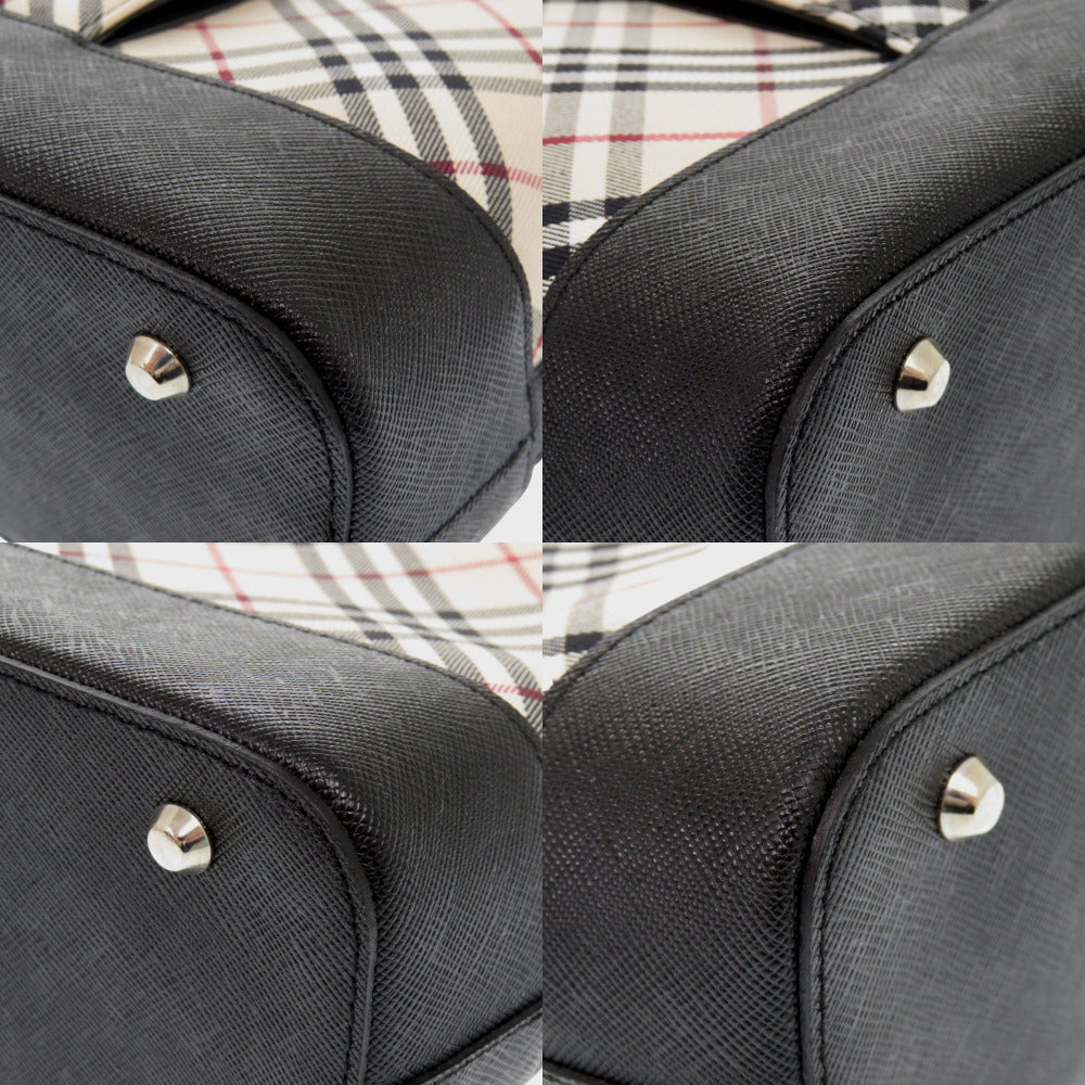 BURBERRY Handbag leather beige Nova Check Women Used Authentic