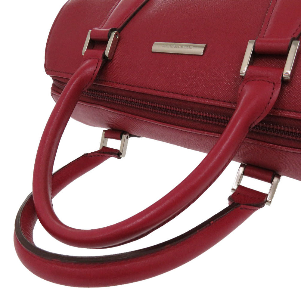 BURBERRY Handbag leather Red Nova Check Women Used Authentic