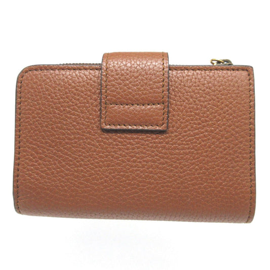 GUCCI Bifold Wallet 739498 leather Brown Bamboo Medium Wallet Double G Women Used Authentic