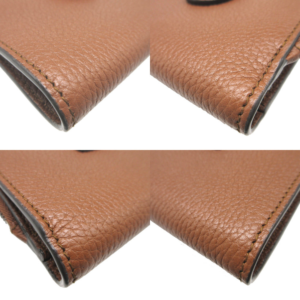 GUCCI Bifold Wallet 739498 leather Brown Bamboo Medium Wallet Double G Women Used Authentic