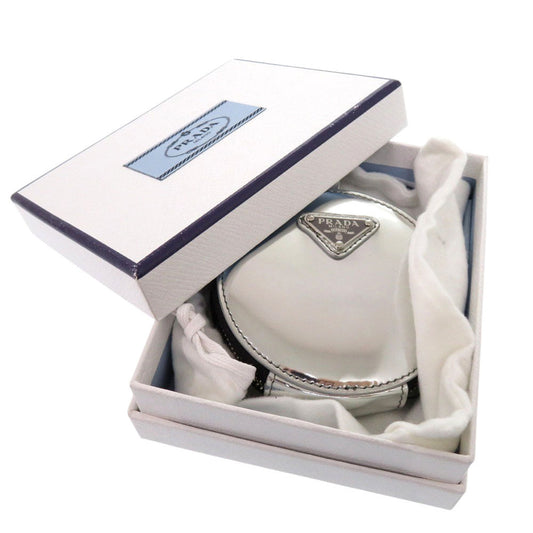 PRADA Coin case 1TL431 leather Metallic Silver Mini Pouch Multi-Case Triangle logo plate Women(Unisex) Used Authentic