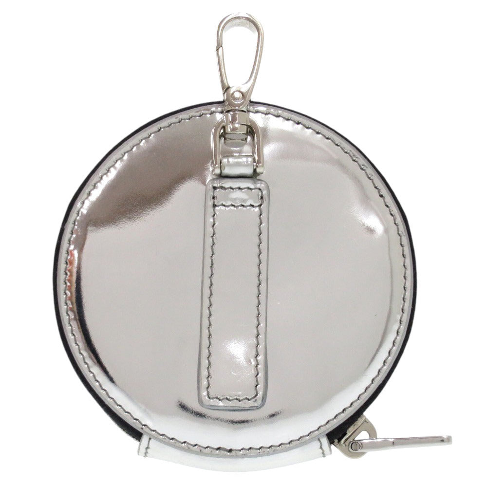 PRADA Coin case 1TL431 leather Metallic Silver Mini Pouch Multi-Case Triangle logo plate Women(Unisex) Used Authentic