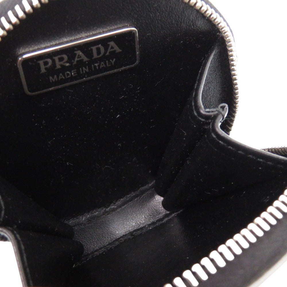 PRADA Coin case 1TL431 leather Metallic Silver Mini Pouch Multi-Case Triangle logo plate Women(Unisex) Used Authentic