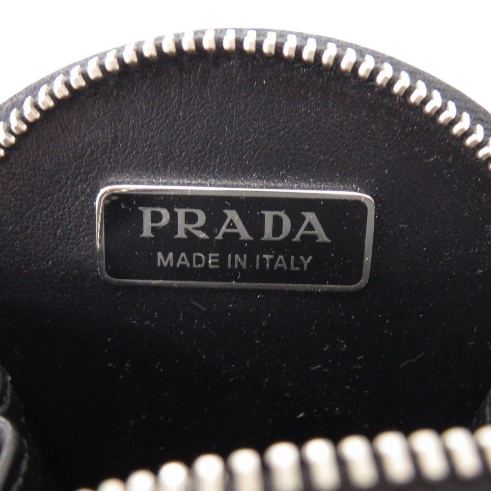 PRADA Coin case 1TL431 leather Metallic Silver Mini Pouch Multi-Case Triangle logo plate Women(Unisex) Used Authentic