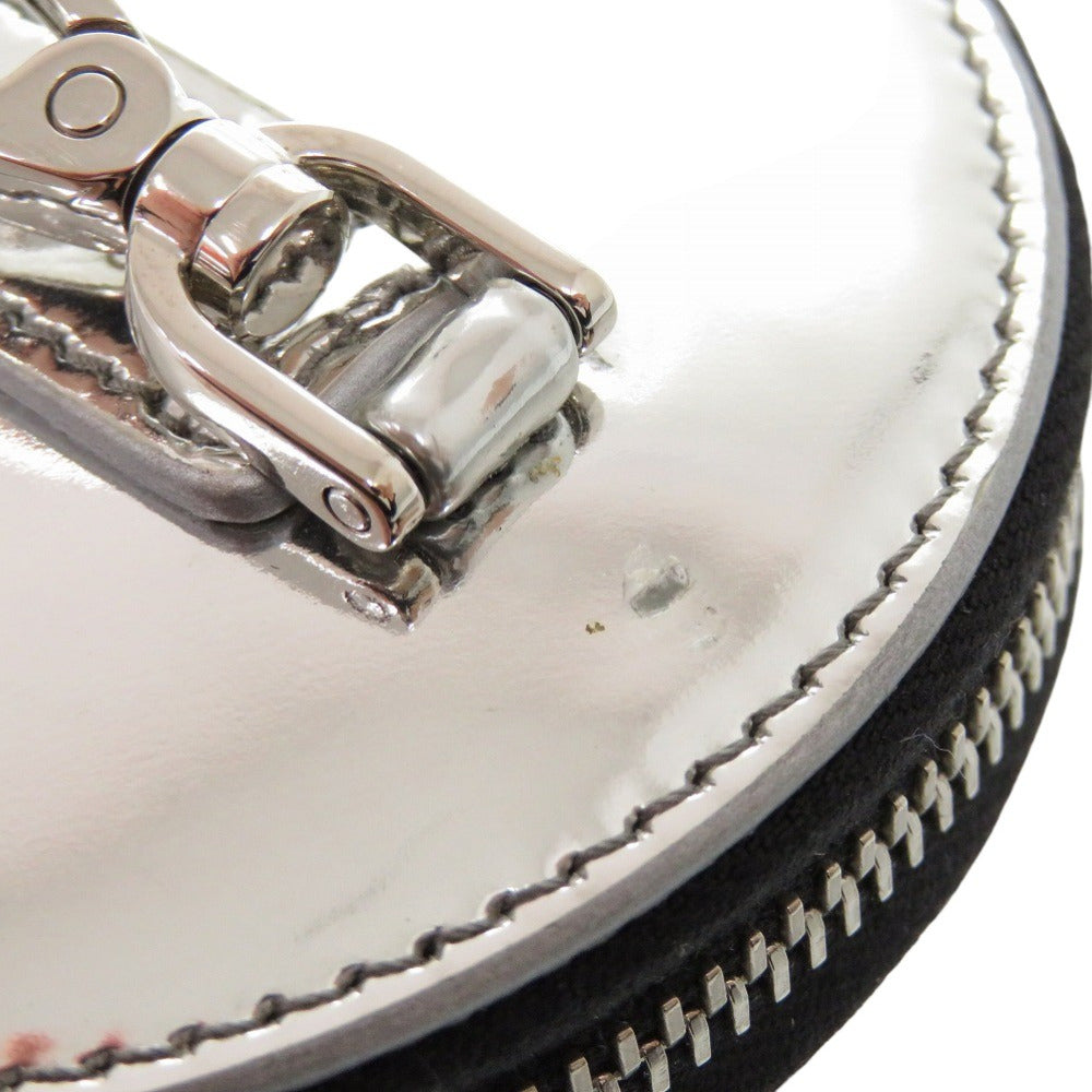 PRADA Coin case 1TL431 leather Metallic Silver Mini Pouch Multi-Case Triangle logo plate Women(Unisex) Used Authentic
