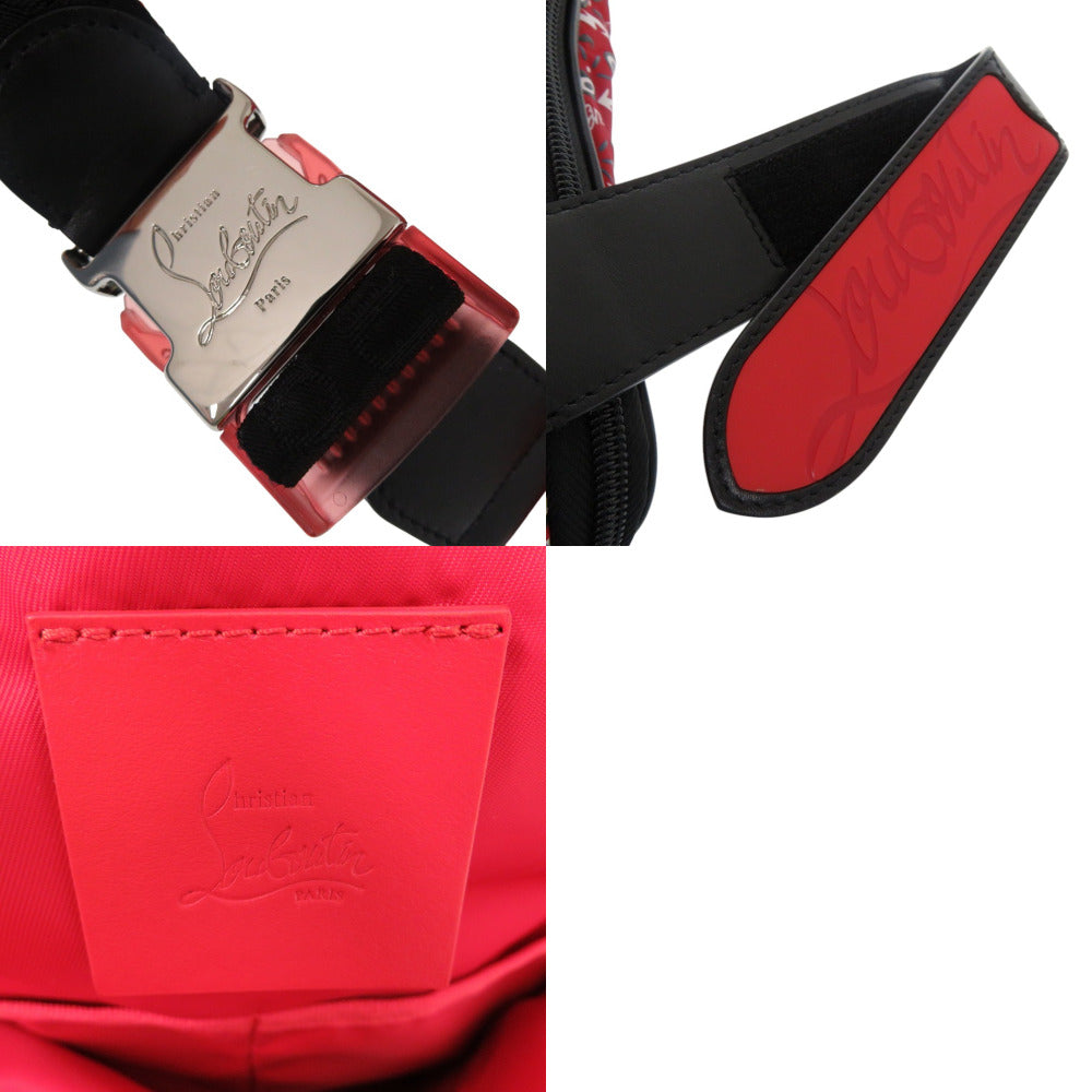 Christian Louboutin Backpack Calfskin Red HOP'N ZIP Graphic Print Backpack Women Used Authentic