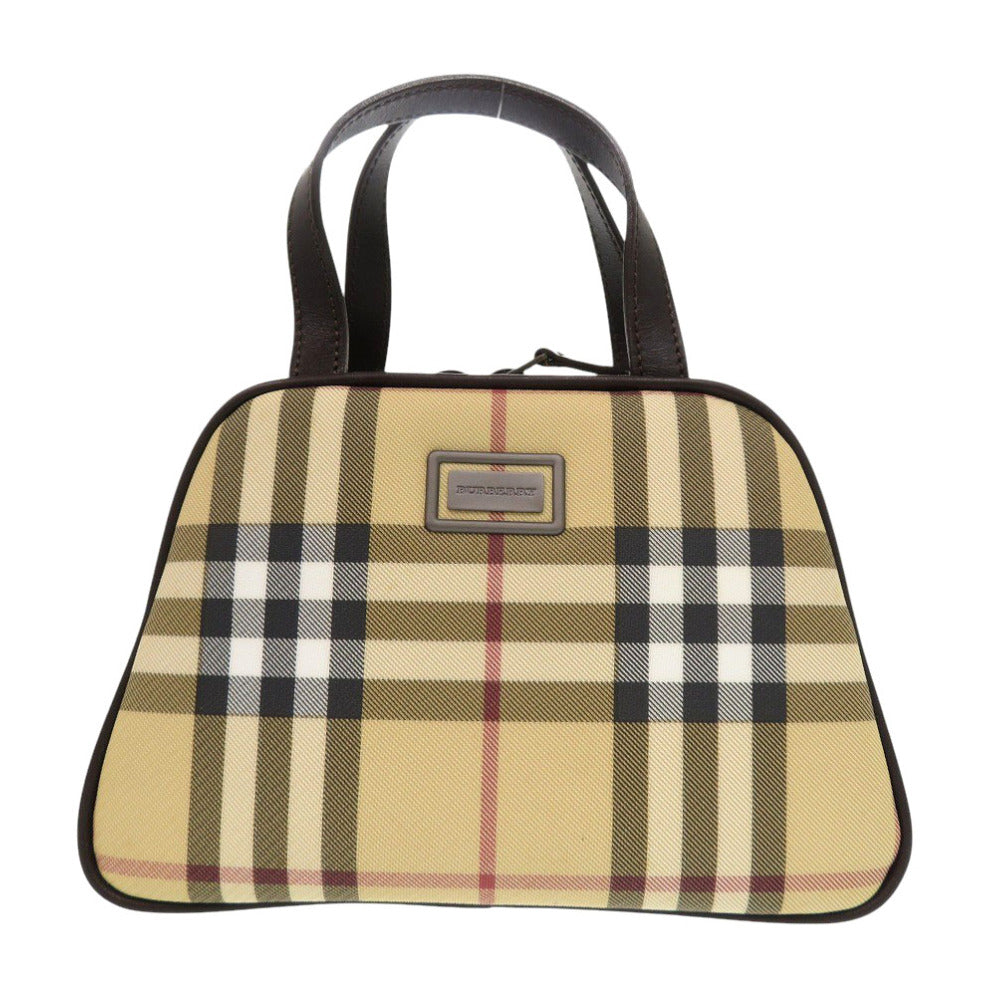 BURBERRY Handbag PVC coated canvas, leather beige Nova Check Women Used Authentic