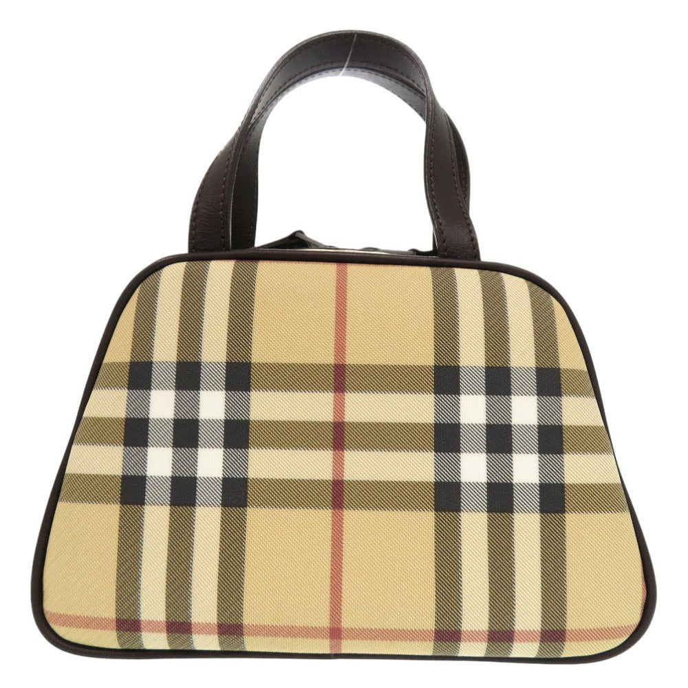 BURBERRY Handbag PVC coated canvas, leather beige Nova Check Women Used Authentic