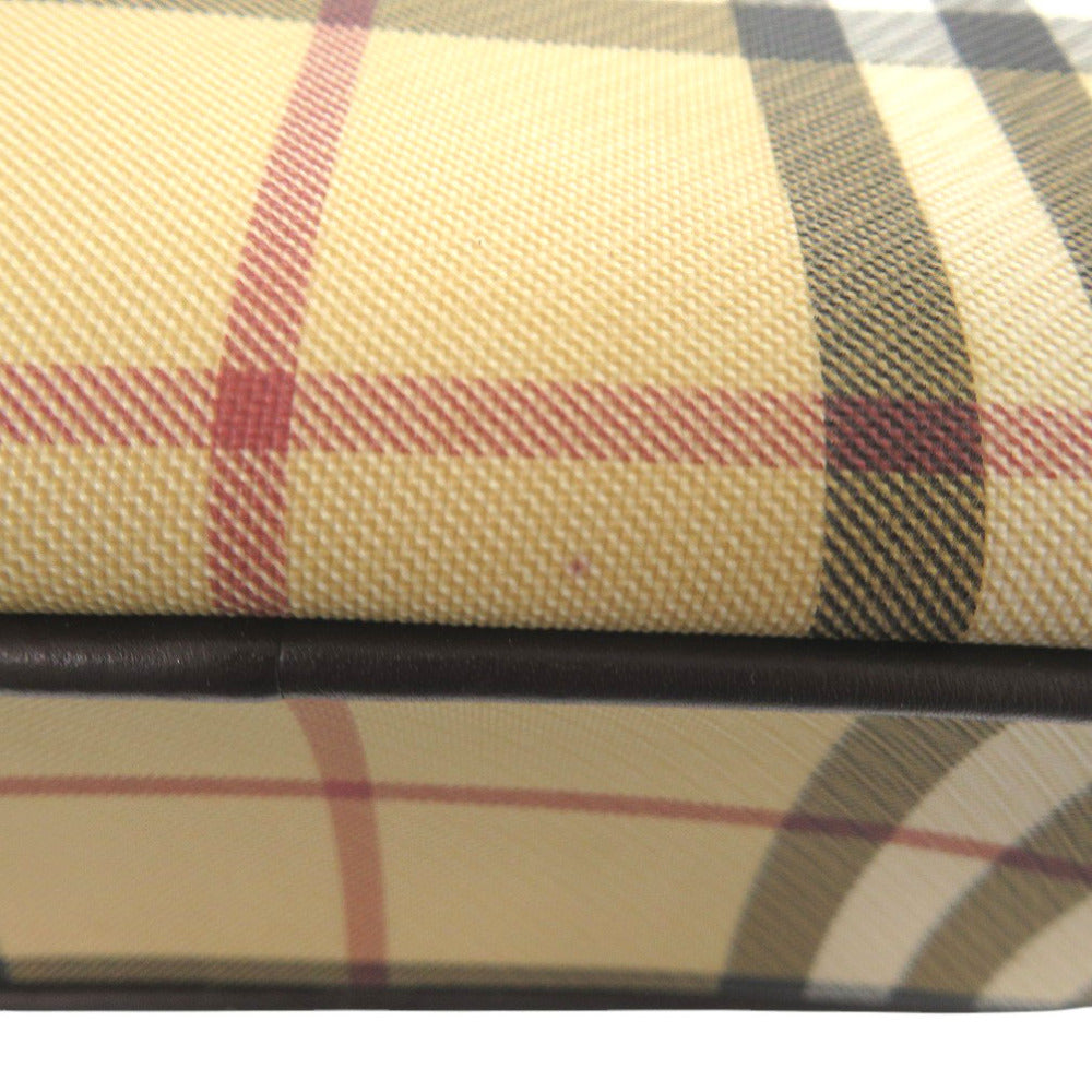 BURBERRY Handbag PVC coated canvas, leather beige Nova Check Women Used Authentic