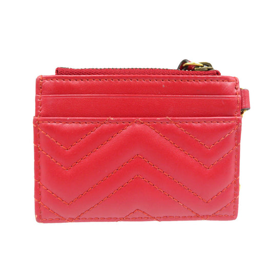 GUCCI Coin case 627064 leather Red GG Marmont Women Used Authentic