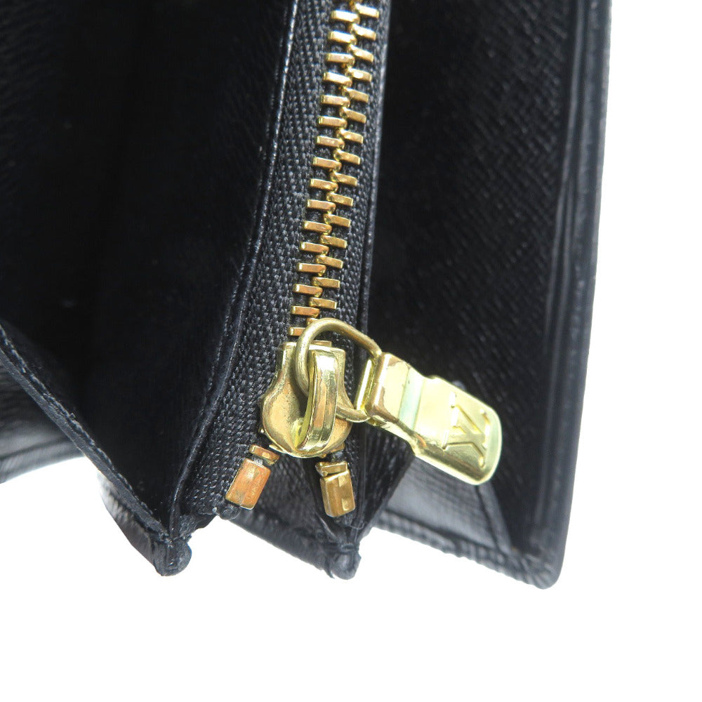 LOUIS VUITTON Long Wallet Purse M63592 Epi Leather Noir Two fold Epi Pochette Porto Monnet Credit mens Used Authentic