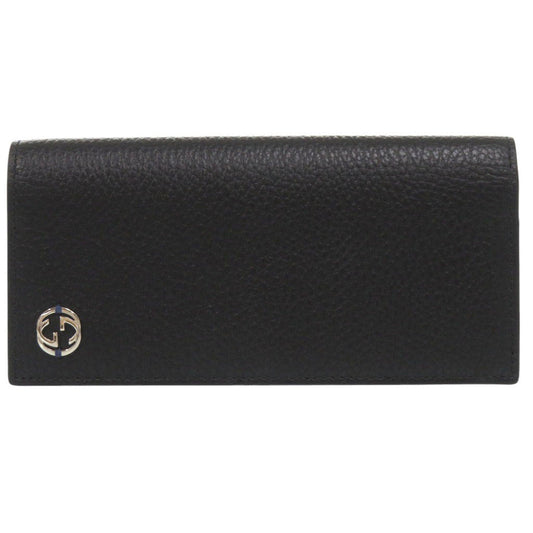 GUCCI Long Wallet Purse 610467-2067 leather black Interlocking