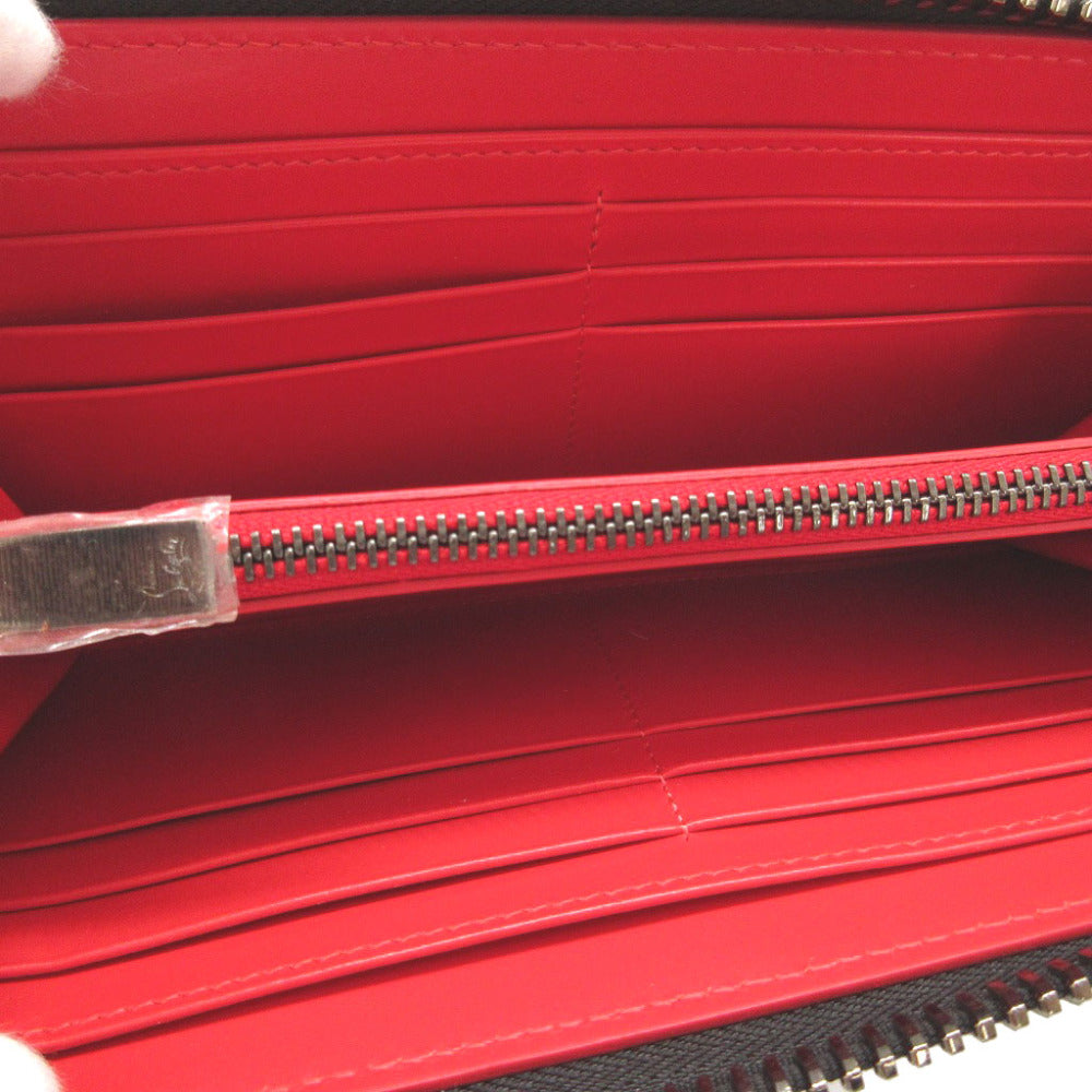 Christian Louboutin Long Wallet Purse leather black Zip Around studs Panettone Women(Unisex) Used Authentic
