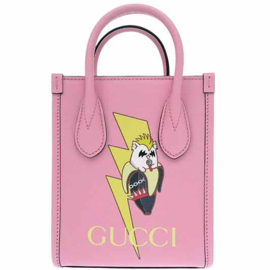 GUCCI Handbag 671623 leather pink Bananya collaboration Women Used Authentic
