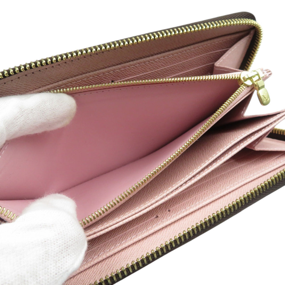 LOUIS VUITTON Long Wallet Purse N60046 Damier canvas Rose Valerie Damier Zippy wallet Women Used Authentic