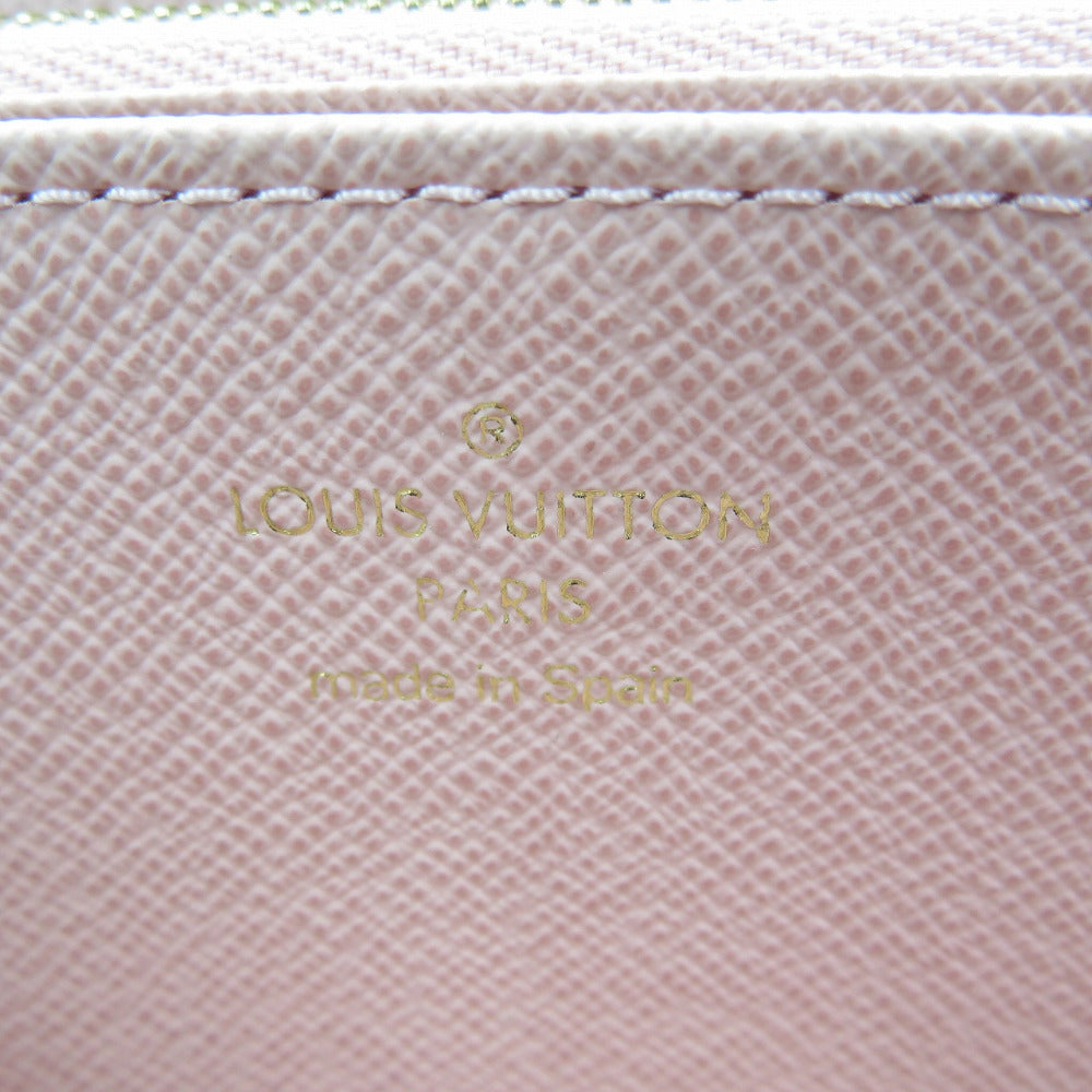 LOUIS VUITTON Long Wallet Purse N60046 Damier canvas Rose Valerie Damier Zippy wallet Women Used Authentic