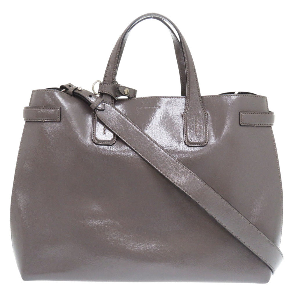 BURBERRY Shoulder Bag enamel gray 2WAY Soft Banner Women Used Authentic