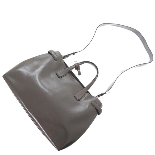 BURBERRY Shoulder Bag enamel gray 2WAY Soft Banner Women Used Authentic