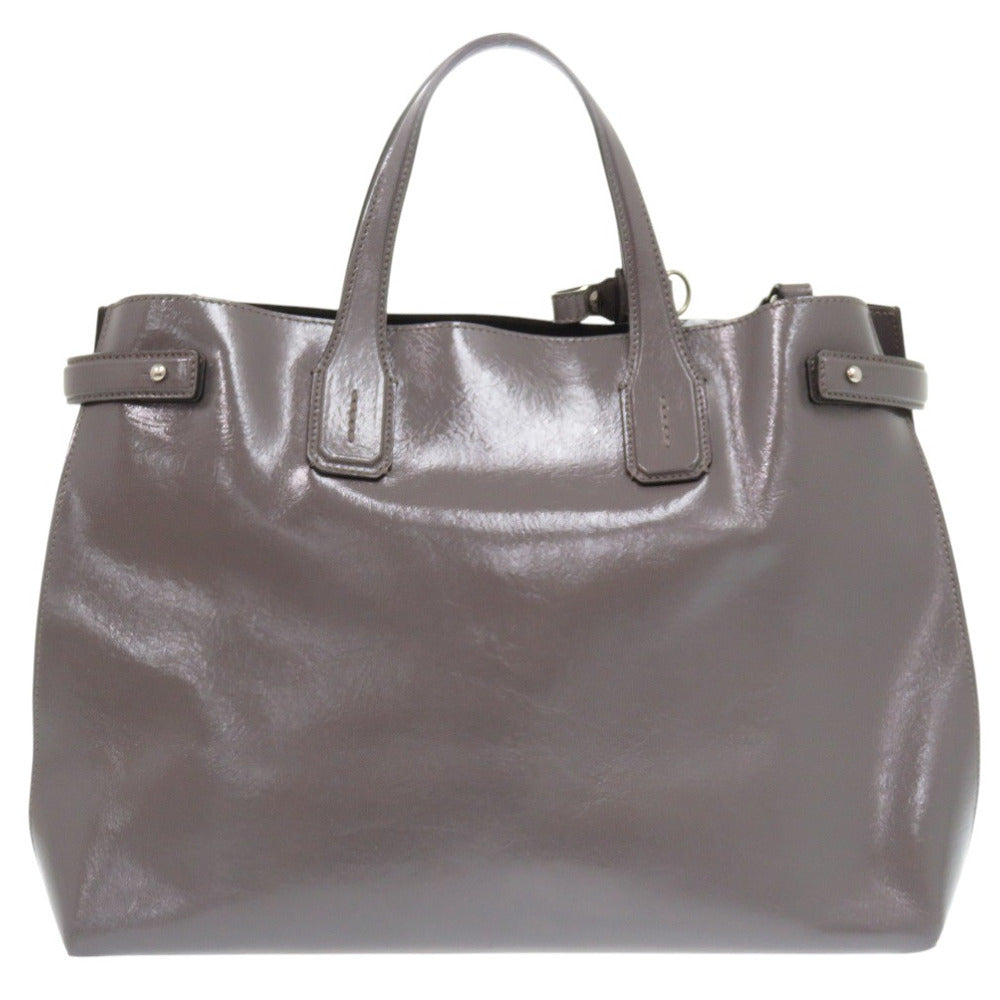BURBERRY Shoulder Bag enamel gray 2WAY Soft Banner Women Used Authentic