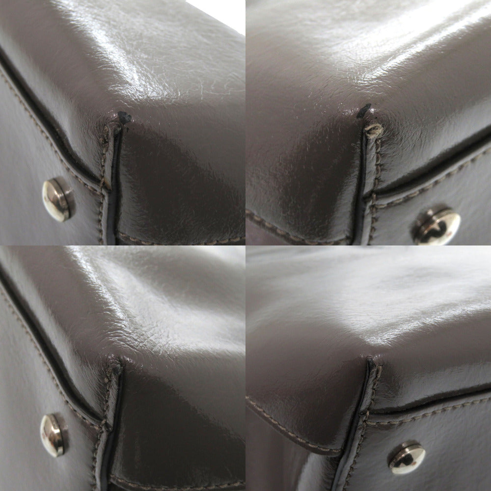 BURBERRY Shoulder Bag enamel gray 2WAY Soft Banner Women Used Authentic