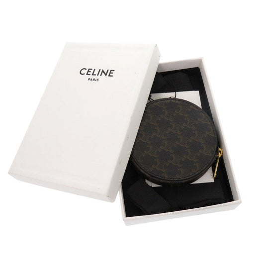 CELINE Coin case U-SD-5202 leather Brown Triomphe Women Used Authentic
