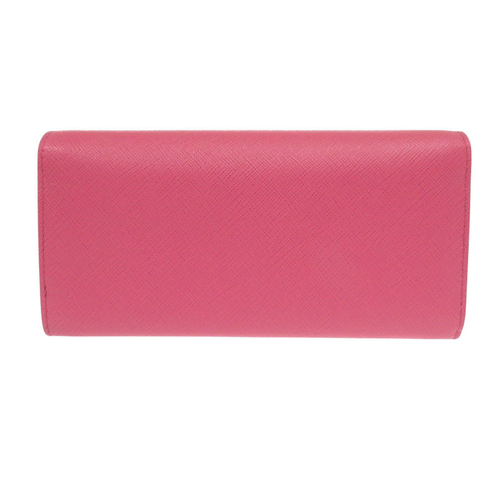 PRADA Long Wallet Purse 1DH002 leather Pink PEONIA Chain wallet Women Used Authentic