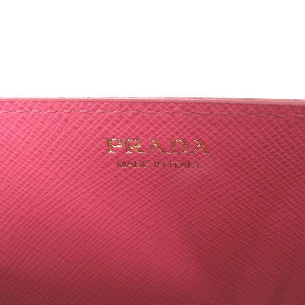 PRADA Long Wallet Purse 1DH002 leather Pink PEONIA Chain wallet Women Used Authentic
