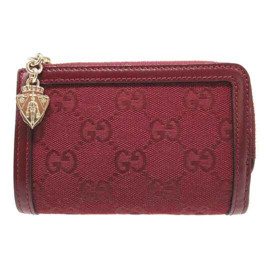 GUCCI Bifold Wallet 790036 GG canvas, leather Bordeaux L-shaped zipper compact wallet Women Used Authentic