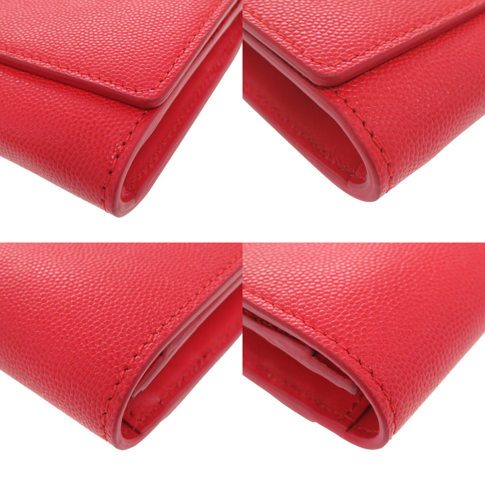 BURBERRY Bifold Wallet leather Red Women Used Authentic