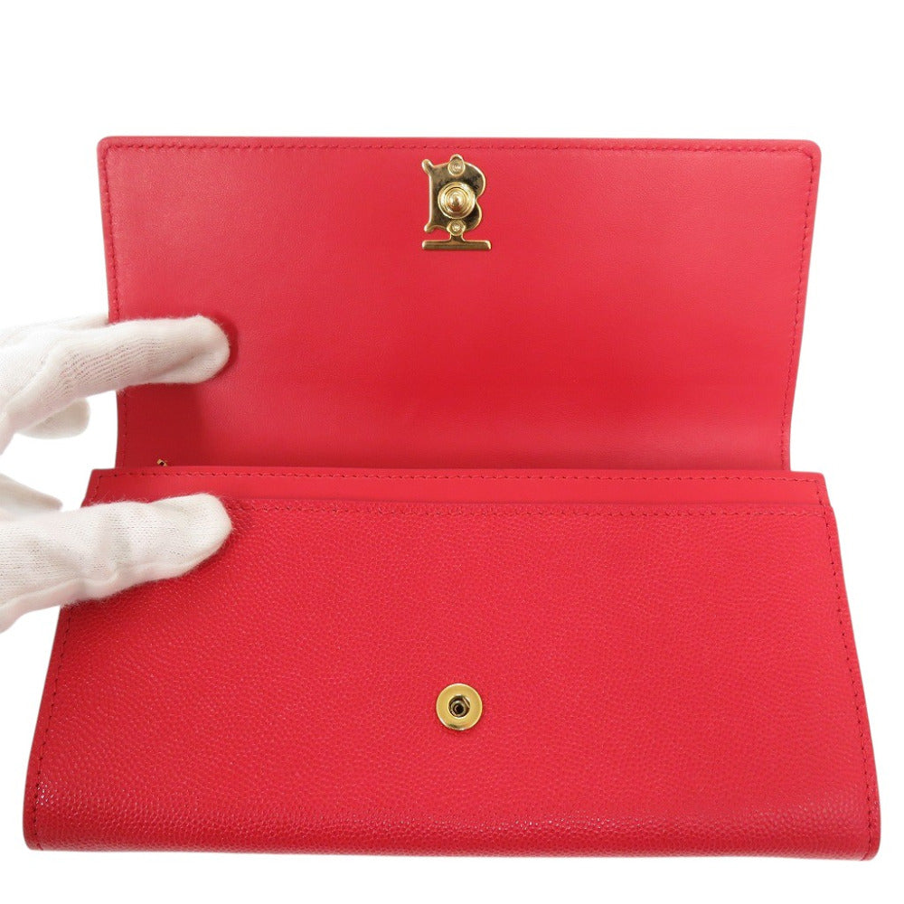 BURBERRY Bifold Wallet leather Red Women Used Authentic
