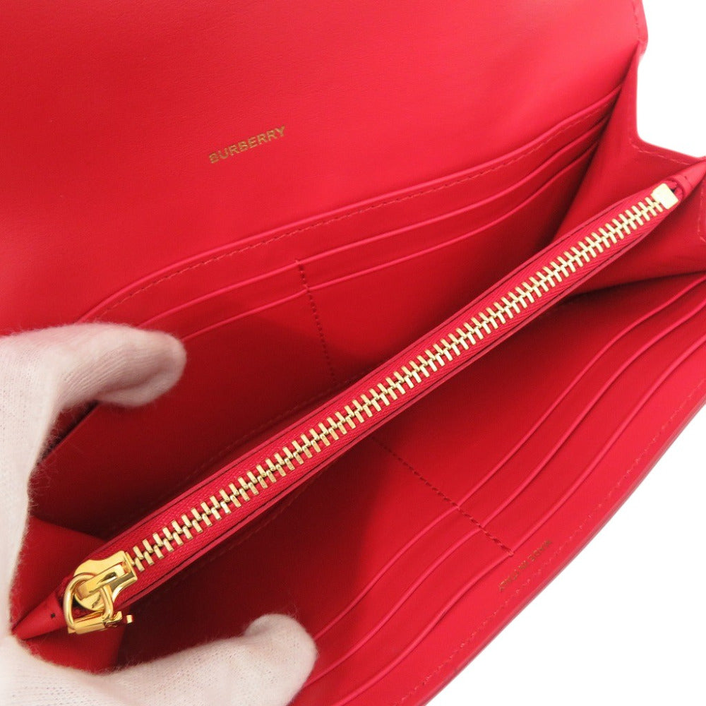 BURBERRY Bifold Wallet leather Red Women Used Authentic