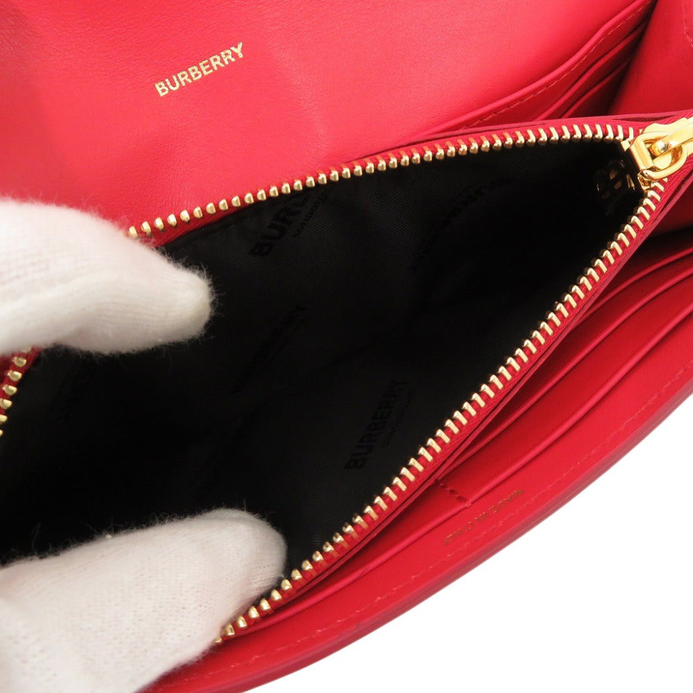 BURBERRY Bifold Wallet leather Red Women Used Authentic