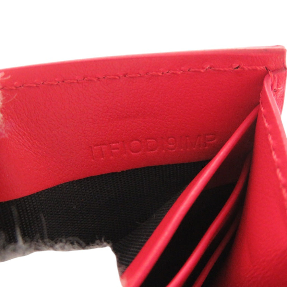 BURBERRY Bifold Wallet leather Red Women Used Authentic