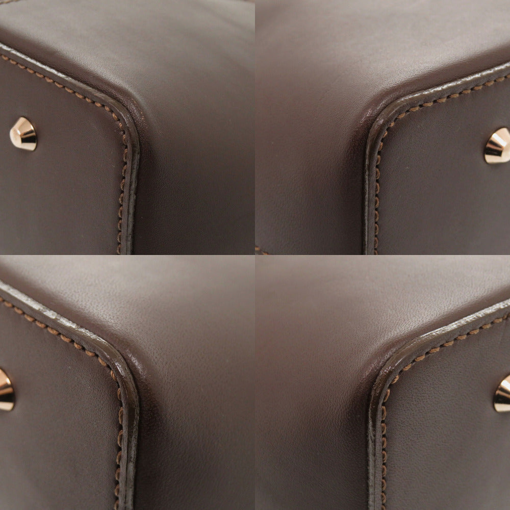 BURBERRY Handbag leather Brown Nova Check Women Used Authentic