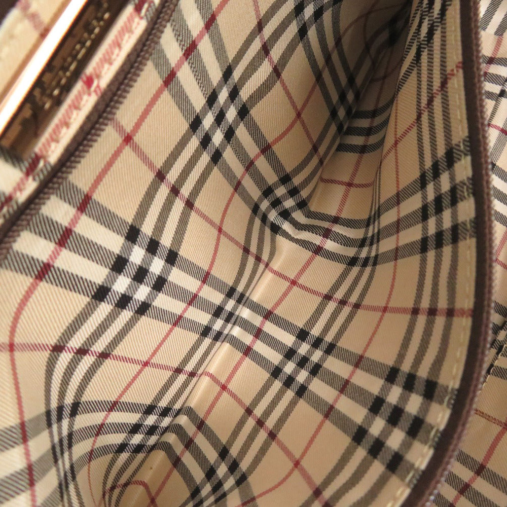 BURBERRY Handbag leather Brown Nova Check Women Used Authentic