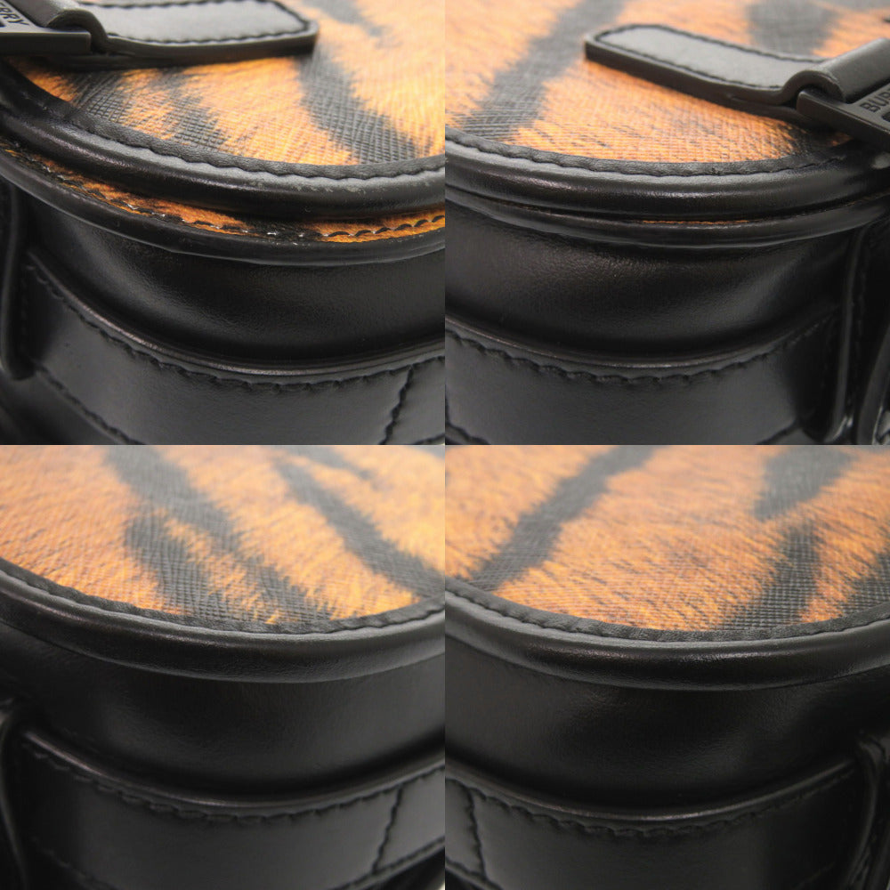 BURBERRY Shoulder Bag leather black Leopard Women Used Authentic