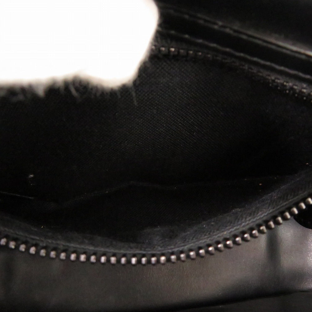 BURBERRY Shoulder Bag leather black Leopard Women Used Authentic