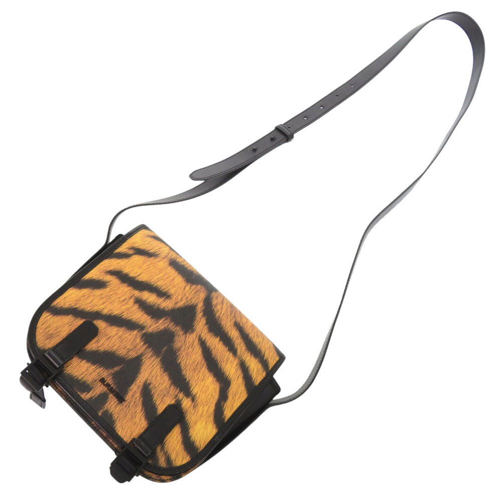 BURBERRY Shoulder Bag leather black Leopard Women Used Authentic
