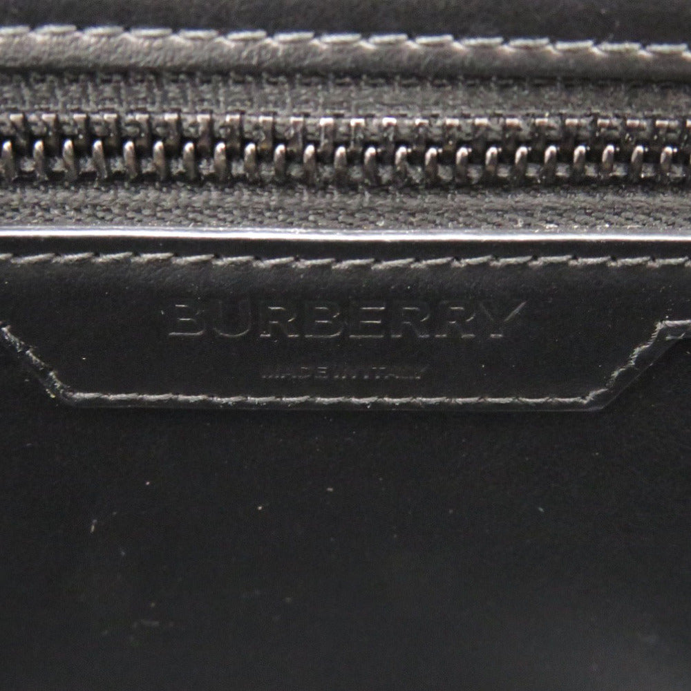 BURBERRY Shoulder Bag leather black Leopard Women Used Authentic