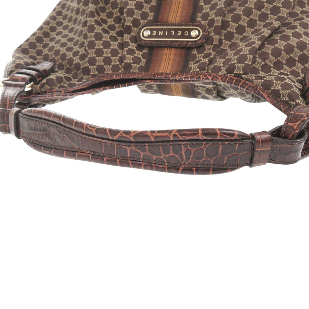 CELINE Handbag Canvas, Leather Brown one belt Macadam Women Used Authentic