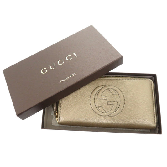 GUCCI Long Wallet Purse 308004 leather gold Soho