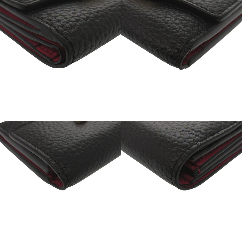 LOUIS VUITTON Tri-fold wallet M68587 leather black Portefeuille Capucines Compact XS Women Used Authentic