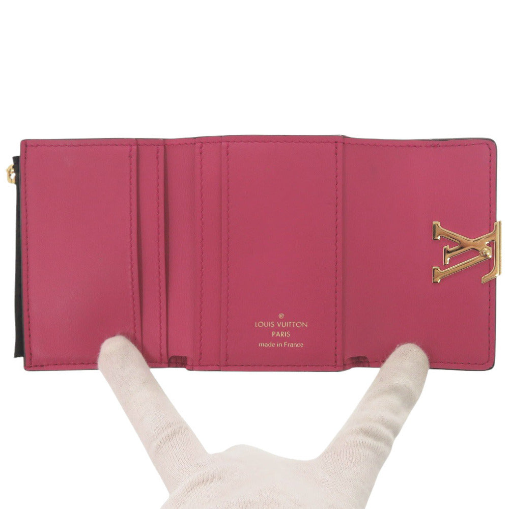 LOUIS VUITTON Tri-fold wallet M68587 leather black Portefeuille Capucines Compact XS Women Used Authentic