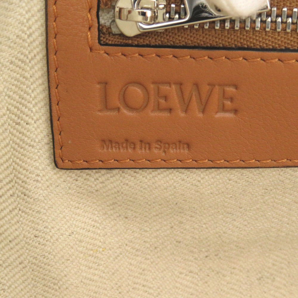 LOEWE Clutch bag leather Brown Cross line Women Used Authentic